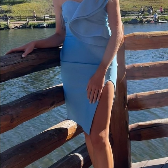 UONBOX Women's One Shoulder Sleeveless Knee Length Dress - Picture 2 of 2